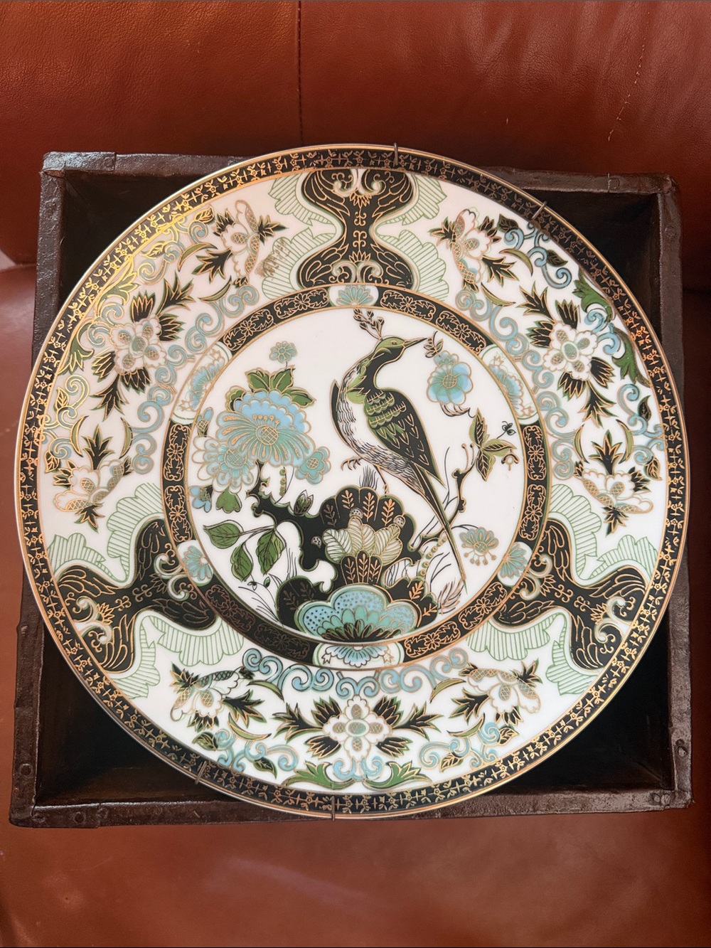 Sagi Japanese Decorative Porcelain Plate with Bird and Floral Motif